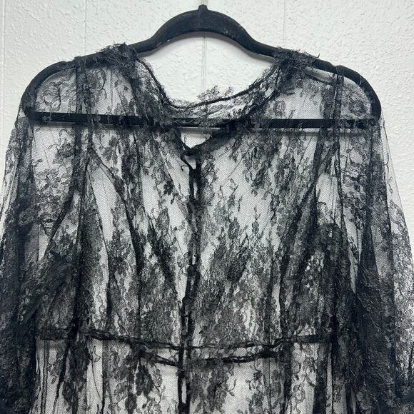 Women's Gothcore Whimsygoth Mystical Emo Babydoll Relaxed Black Lace Top Medium - Picture 6 of 10